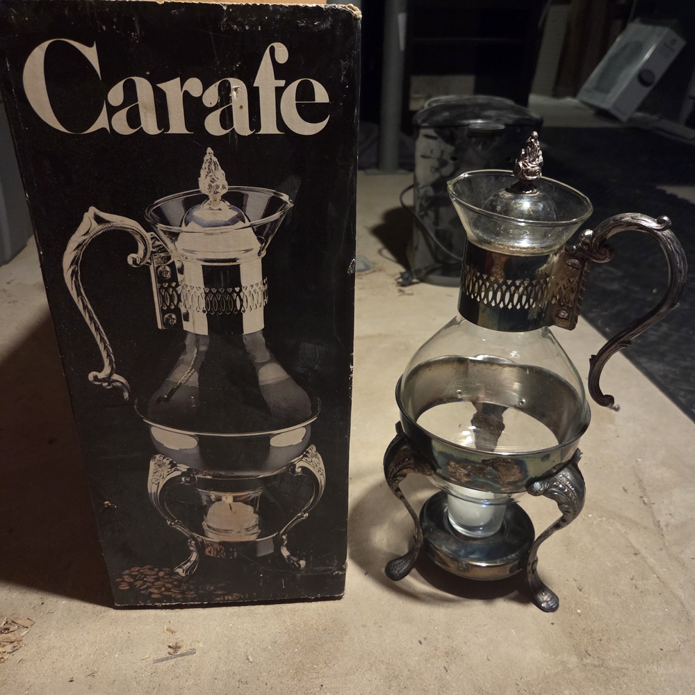 Vintage Silver and Glass Coffee Carafe